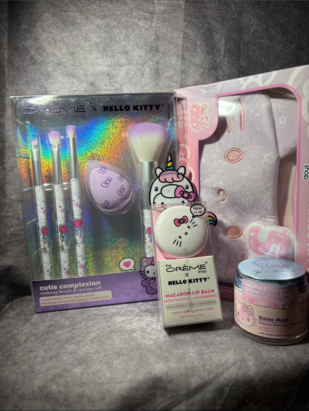 The Crème Shop x Hello Kitty Makeup Brush & Lip Care Set - Pastel Pink/Purple